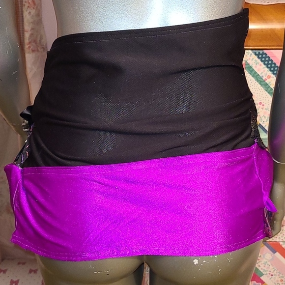 Cyber goth punk rave spider mini ruffle skirt neon skull handmade layered xs - Picture 8 of 10